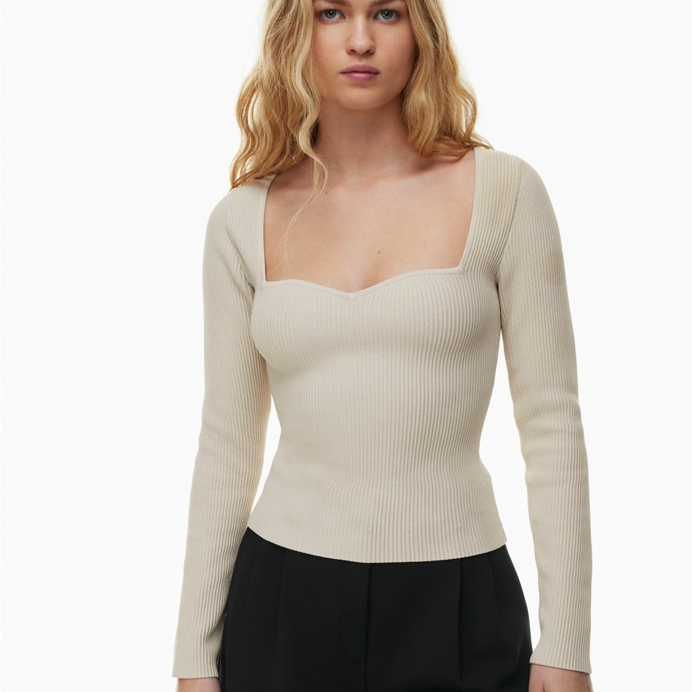 Aritzia Babaton Sculpt Knit Sweetheart Longsleeve Large